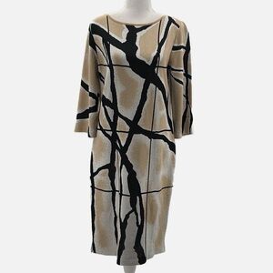 Ming Wang Abstract Design Acrylic Knit Knee Length Dress - Size Small